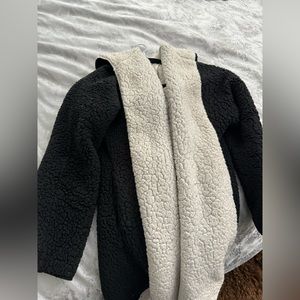Black and white reversible teddy coat